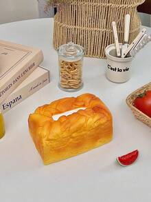 1pc Fun Bread Toast-Shaped Tissue Storage Box, Bathroom Decoration Ornament, Dining Table Table Decoration Tissue Box, Bedroom Decoration Ornament, Decorative Tissue Storage Container, Party Decoration Supplies, Suitable For Christmas Gifts, Moving Gifts