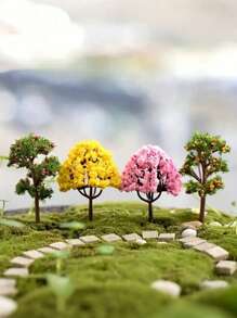 4pcs Artificial Model Trees, Miniature Tree Scene KitSimulated Plants, Garden Micro Landscape Decor, Bright PVC Artificial Green Decoration, Suitable For Aquarium, Fairy Garden And Glass Container, Colorful And Realistic Leaf Design