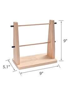 1 套木制纱线架，配有 12 个钩针、磁性纱针、针织工具、旋转纱轴、针织球绕线器、旋转纱旋转器、纱夹