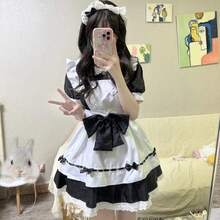 1 قطعة من المريلة المطرزة ذات الياقة بيتر بان القابلة للإزالة والزخرفة بالفيونكة الأنيقة، مناسبة لفستان خادمة لوليتا مع تنورة مكشكشة، زي هالوين، فستان حفلة - متعدد الألوان - مشاهدة 7