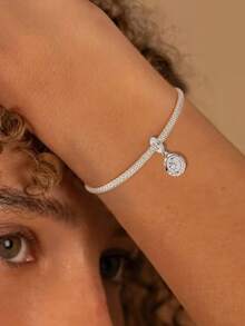 1Pc Fashionable Vines, Leaves, Spacing Beads Charms Fit For Women Bracelets Bangles DIY Jewelry Making And Daily Outfit Matching Jewelry Decoration - Silver - View 10
