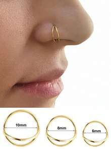2/3件/套 简约金色鼻环，男女通用