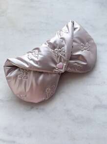 1pc Glasses Pouch Bow Embossed Heart Pink PU Leather With Patterns Heart Shaped Eyewear Storage Case Bow Embossed Pouch Eyewear Accessory