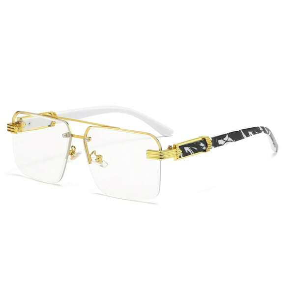 1 pièce Lunettes de mode en métal carré PC sans ordonnance, convient pour les réunions d'affaires, les fêtes et l'usage quotidien