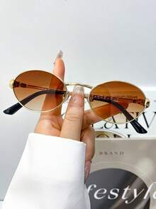 新款复古经典小框椭圆形时尚眼镜，极简主义高端朋克眼镜，适合派对、街头风格、T台椭圆形墨镜 - 彩色 - 查看 17