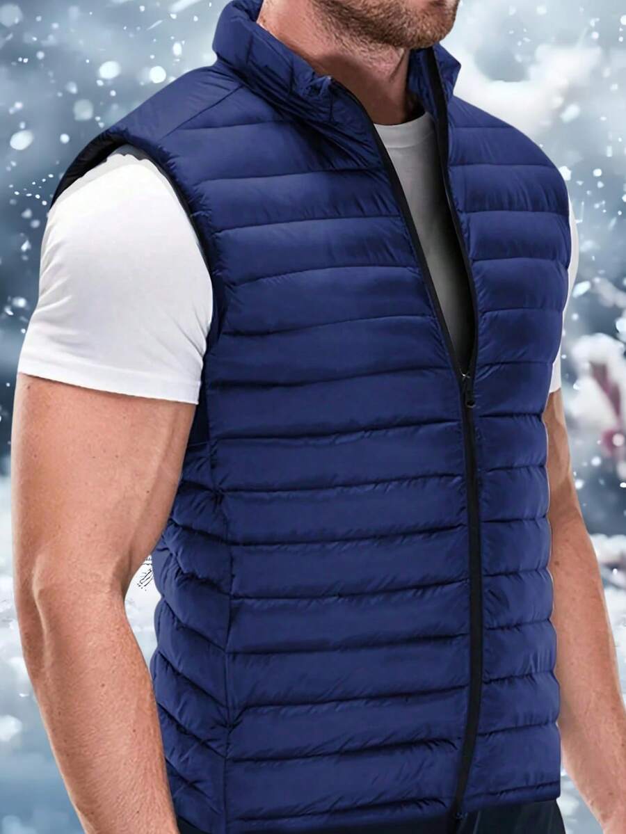 Áo khoác vest nam ngoài trời có đệm bông, phong cách Hàn Quốc thường ngày mùa đông, mùa thu - Màu xanh hải quân - Xem 1