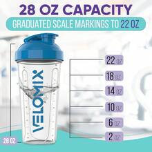 2 Pack 28oz Fitness Shaker Bottles With Stainless Steel Whisk Balls, Leakproof Protein Mixer Cup For Gym Workout School Travel, Includes Cleaning Brush & Wide Mouth Design For Easy Mixing - 7)藍色/透明 - 查看 5