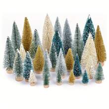12 Pieces Mini Christmas Tree Sisal Silk Cedar - Decorative Small Christmas Tree - Gold S Blue Green White Mini Tree Window DIY Ornament Christmas Table Decoration New Year Gift Home Decor