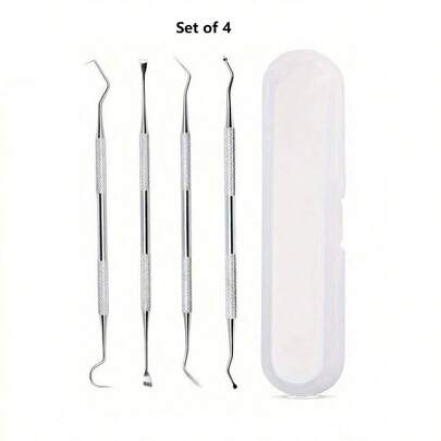 4/6件牙科工具套装，包括牙垢去除剂、去污剂、带镜子