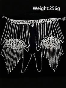 Modny owalny kryształowy łańcuszek na ramię z frędzlami, luksusowy dodatek na imprezę, plażę, bikini, do ciała dla kobiet