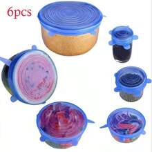 6pcs Silicone Elastic Lids, Reusable Durable Food Storage Bowl Lids, Silicone Lid Cover, Dishwasher & Refrigerator Friendly Storage, Kitchen Supplies, Most Containers In 6 Different Sizes, Dishwasher And Refrigerator Friendly - Multicolor - View 13