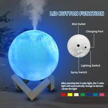 Moon Humidifier, Multi-Function High-Capacity Spray, Air Spray, Moon Lamp, USB Night Light Desktop Decoration, Incense Lamp, Halloween Christmas Birthday Party Gift