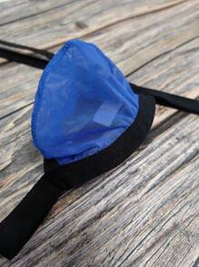 DomiGe 1 件性感内衣，蓝色弹力网眼低腰单肩带性感男士丁字裤