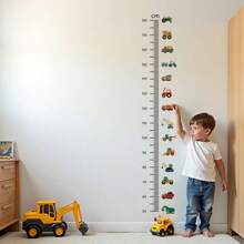 1pc Construction Truck Growth Chart Wall Decal - Removable Kids Room Decor, Height Measurement Sticker For Nursery & Toddler Boys, Self-Adhesive Educational Car Theme Decals