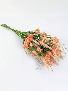 人造泡沫迷你玫瑰和麦穗花束 - 适用于卧室/客厅/婚礼/派对/餐厅装饰、情人节装饰、毕业礼物和秋季装饰。也可用于房间装饰。 - 彩色 - 查看 3