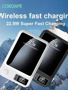 1 个 10000mAh 移动电源，22.5W/PD20W 超级快速充电，磁性无线充电器，便携式手机充电器适用于 16/ 15/14/13/12 设备/Android（USB、Type-C），带 LED 电池显示，户外应急电源备用电池组，便捷的移动充电器，便携式无线充电器 - 黑色 - 查看 3