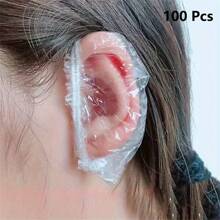 100 قطعة أغطية أذن قابلة للتخلص منها، واقيات أذن مقاومة للماء، مناسبة لصالونات الحلاقة، أدوات صبغ الشعر لحماية الأذن، أغطية أذن للاستحمام والتجميل، أغطية أذن قابلة للتعديل الحجم