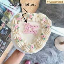 1 件定制纯色亚克力生日蛋糕帽，个性化蛋糕派对装饰，可印任何姓名和年龄，蛋糕装饰 - 多色蛋糕名字 - 查看 3
