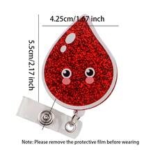 Blood Retractable D Card Holder Reel With Cute Cartoon Design, Nurse Hospital Badge Holder Office Lanyard 1pc - A - View 2