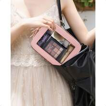Clear Makeup Bag Small Makeup Bag TSA Approved Toiletry Bag Cosmetic Travel Bag Cute Makeup Bag Organizer Makeup Case Pouch Car Essentials For Women Men - 迷你+大粉紅色 - 查看 4