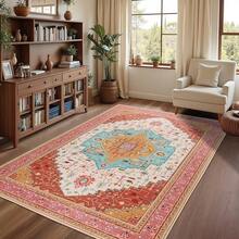 2x3 Bright Pink Area Rug For Entryway, Small Washable Rugs With Non-Slip Backing For Girls Bedroom, Cute Vintage Throw Carpet Kitchen Laundry Front Door Decor