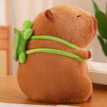 25cm Capybara Plush Toy Simulation Capybara Stuffed Animals Plushie With Turtle Schoolbag For Kids Birthday Christmas Gift Throw Pillow, The Perfect Decoration - The Perfect Gift. The Perfect Choice For Home Room Decoration, Sofa Decoration