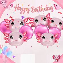 9 Pcs Axolotl Birthday Decorations Inflatable Party Supplies Include 4 Pcs Aluminum Foil Balloons 4 Round Balloons And 1 Axolotl Birthday Themed Party (Blue)2025 - 粉色 - 查看 6