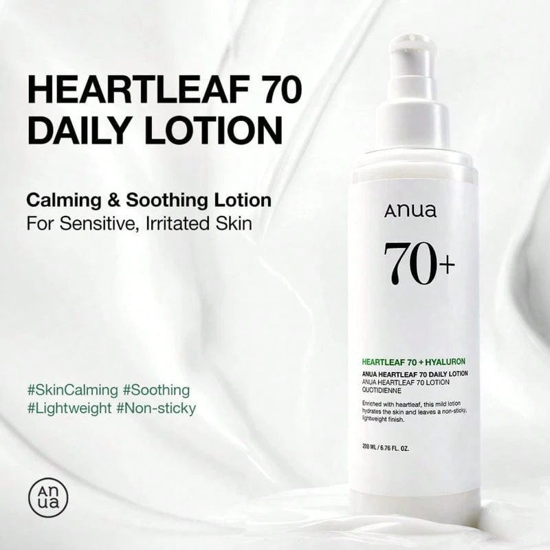 Anua Heartleaf 70 Daily Lotion 200ML – Soothing And Moisturizing Lotion – Facial Moisturizer - Hyaluronic Acid - View 1