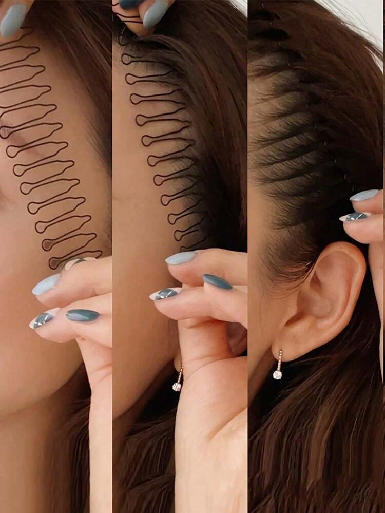 2pcs Black Metal Hair Clips, Minimalist Invisible Side Bangs Clips, Suitable For Daily Hairstyles, Also Can Be Used As Hair Styling Tools - Multicolor - View 4