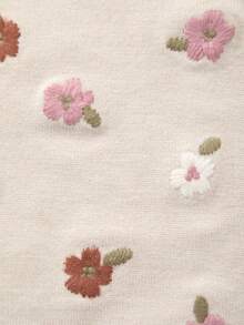 Infant Girls' Lightweight Knitted Flower Embroidery Strap Bodysuit, Summer - 米色 - 查看 4