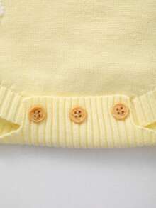 花卉刺绣连体衣 女婴夏季轻薄针织连体衣 - 黃色 - 查看 6