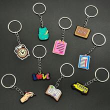 9 件学校学习系列 PVC 软橡胶钥匙扣，适合开始和毕业季节，时尚包包，配饰，派对礼物，挂饰，钥匙扣汽车配件可爱哥特 Y2k