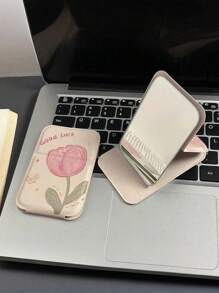 2 Pieces - Tulip Pattern Folding Makeup Mirror, Portable Handheld Vanity Mirror, Simple Folding Dressing Table Mirror, Simple Vanity Mirror For Dorm/Student And Desktop,Makeup,Cheap,Room Decor,Vanity,Travel,Bedroom,Makeup Accessories,Mirror,Vanity Mirror,Mini Mirror,Compact Mirror,Mirror Small,Hand Mirror