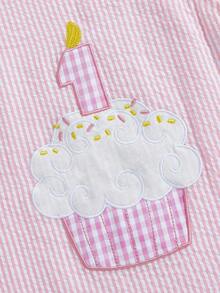 Baby Girl First Birthday Outfit 1 Cake Embroidery 1st Birthday Dress Smash Cake Dresses - Hồng - Xem 6