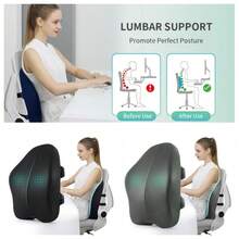 Lumbar Support Pillow For Office Chair With 2 Belts Memory Foam Lumbar Pillow Back Support Pillow For Car, Computer, Gaming Chair Memory Foam Back Cushion