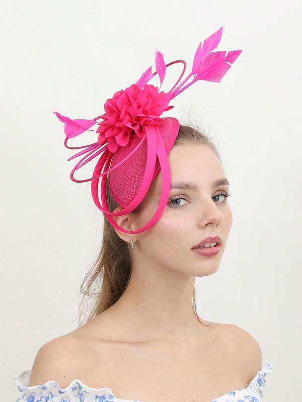 1pc Fascinators For Women Tea Party Hat Kentucky Derby Loop Feather Fancy Hats Wedding Fascinator Headband Elegant, Tiny Hats, Mini Fascinator, Mini Top Hat, Mini Cap