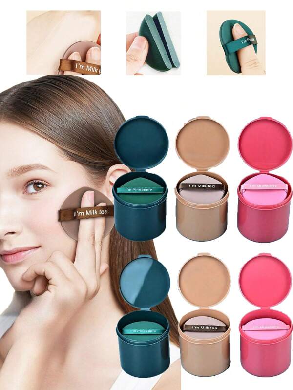 7pcs Air Cushion Makeup Sponge Puff, Storage Case Included, Round/Teardrop-Shaped Available, Dry And Wet Use Blender Set, Ideal For Powder Foundation BB Cream,Etc