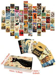 50 张复古海报系列装饰墙卡，美好生活温馨明信片、留言卡、室内卧室墙壁装饰贴纸，适用于学校用品，返校