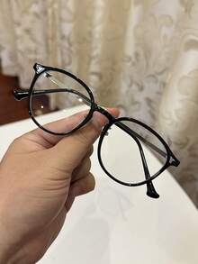 1pc Unisex Casual Retro Square Flat Lens Glasses, Suitable For Daily Wear And Street Photography - Coffee Brown - View 10