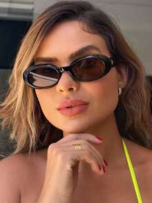 Classic Oval Sunglasses Women Men New Thick Frame Party Sunglasses Hip Hop Cool Luxury Designer Brand Eyeglasses UV400 Eyewear - Multicolor - View 4