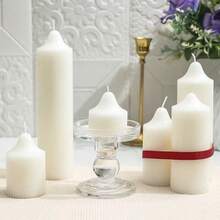 1/5pcs White Tapered Cylinder Aromatherapy Candle, Smoke-Free & Dripless, Suitable For Home Decoration, Home Ornament/Wedding Candle/Dinner Party/Church Candle/Emergency Ceremony/SPA, Festival Candle (White, Multiple Sizes)