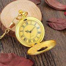 Vintage Pocket Watch Roman Numerals Scale Quartz Pocket Watches With Chain Christmas Graduation Birthday Gifts Fathers Day