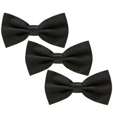 carahere 3pcs Men's Bow Ties Set, Black, Navy Blue, Light Blue, Dark Green Solid Color Pre-Tied Adjustable Bow Ties, Suitable For Formal Occasions, Casual Parties, Weddings, Tuxedos, For Adult Men Or Teenagers 13 Years Old And Above