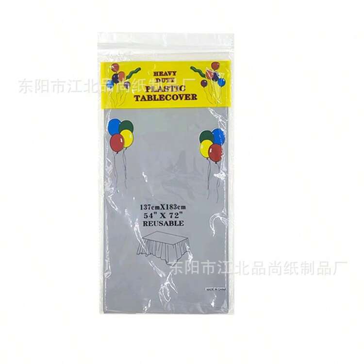 一次性塑料长方形桌布（白色、红色、粉色、蓝色、绿色和紫色）一块，生日派对装饰桌布，PE塑料布，甜点桌，纯色桌布，桌布 - 白色 - 查看 7