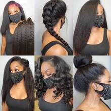 bling hair Hidden Strap Kinky Straight 360 Glueless Wigs Human Hair Pre Cut Pre Plucked 200 Density Wet And Wavy  Full Lace Frontal Drawstring Wig With Baby Hair(20 Inch) - Natural Black - View 9