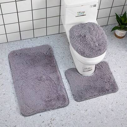 Set Of 3 Multicolor Plush Bathroom Rugs And Covers - Soft And Non-Slip Set, Ideal For Bathroom Decor And Comfort, One Size For Perfect Fit - Plush Bathroom Rugs And Covers Set In Rainbow Colors - Non-Slip And Super Soft 3 Piece Set, One Size For A Versatile And Aesthetic Fit.