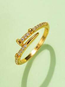 1 件女士独特设计扣环手镯，铜锆石镶嵌电镀