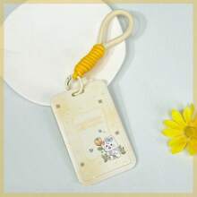 INS 风格 ABS 滑盖英文草莓猫卡夹，学生证件夹，校园卡夹，钱包，防丢失保护套，男女通用，适用于学校用品，返校 - 彩色 - 查看 13