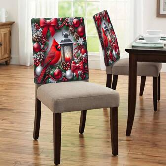 1 pieza/4 piezas/6 piezas/10 piezas Serie Navideña, Funda de silla de felpa corta con estampado de rama de pino y baya de serbal, Funda de silla de felpa corta desmontable, Protector de respaldo de silla, Cubierta decorativa para silla de comedor, Adecuada para todas las estaciones, Funda de silla para decoración de ambiente navideño, Para comedor, sala de estar, protección de silla para el hogar, Con protección de respaldo, Aplicable a restaurantes, oficinas, salas de estar, hoteles y decoración del hogar