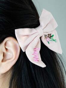 Custom Hair Bows With Embroidery Name, Personalized Velvet Hair Accessories And Clips, Oversized Bows For Women - Multicolor - View 6